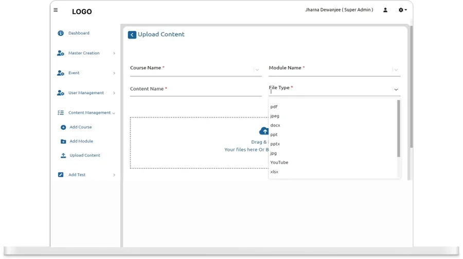 Uploading course material to Learngenie — documents, video, presentations and SCORM packages